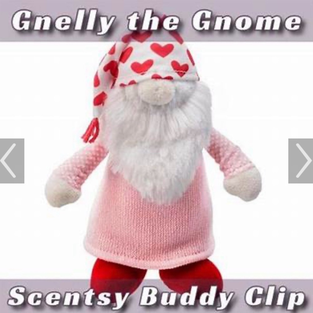 Scentsy Gnelly the Gnome Buddy Clip – Pink Body with Red & White Heart Hat
